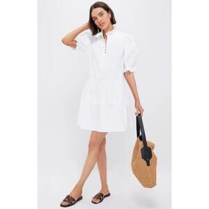 Tuckernuck Pomander Place White Selena Tiered Mini Dress Short Puff Sleeves, XXL